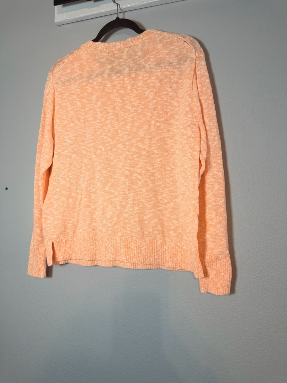 J. Crew Womens Crewneck Beach Sweater Medium Orange White Marled - Picture 5 of 8